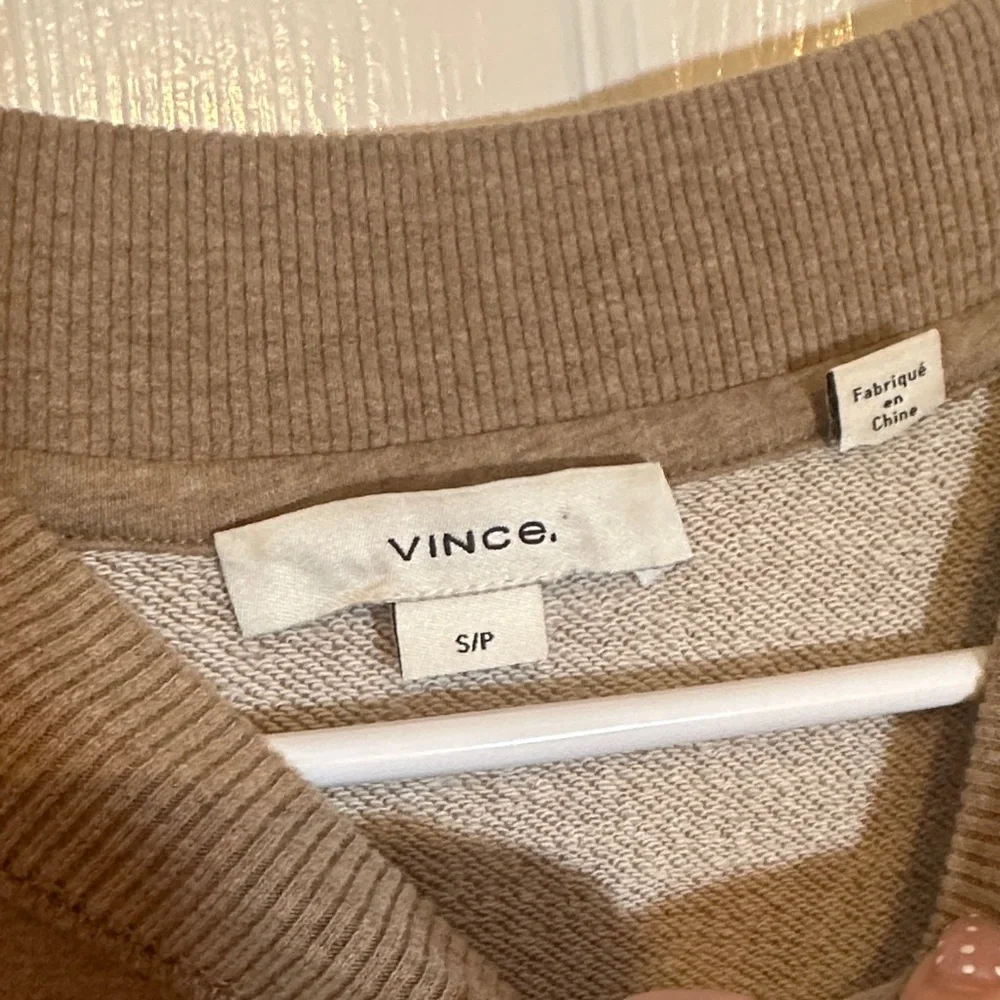 Vince Tan Brown Cotton Blend Crewneck Sweater Size Small